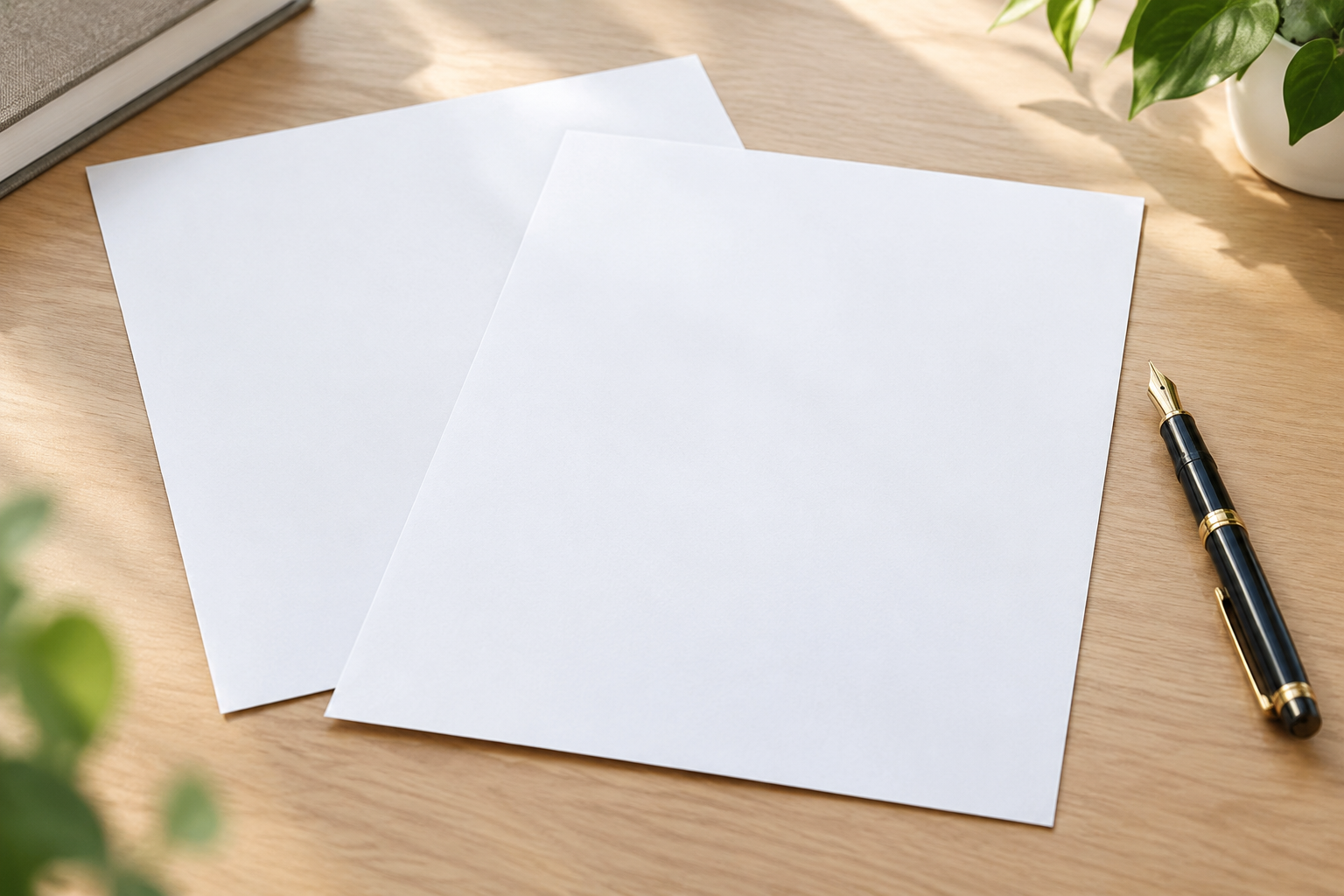 Documents and a pen on a light desk